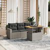 vidaXL 5-tlg. Garten-Sofagarnitur mit Kissen Grau Poly Rattan