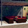 vidaXL 14-tlg. Garten-Lounge-Set mit Kissen Braun Poly Rattan