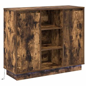 vidaXL LED-Sideboard Ger&auml;ucherte Eiche 90 x 32 x 75 cm Holzwerkstoff