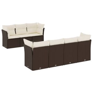 vidaXL 8-tlg. Garten-Sofagarnitur mit Kissen Braun Poly Rattan