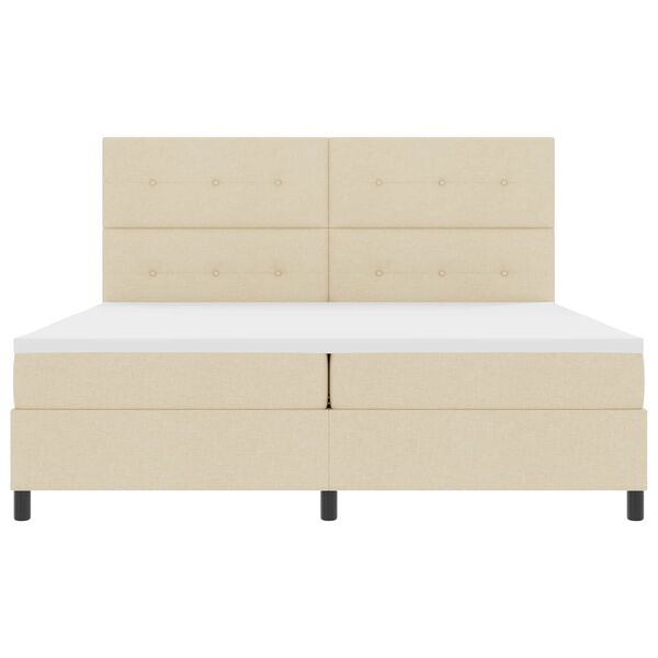 vidaXL Boxspringbett mit Matratze mit LED Creme 200 x 200 cm Stoff