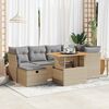 vidaXL 7-tlg. Garten-Sofagarnitur mit Kissen Beige Poly Rattan Akazie