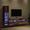 vidaXL TV-Wandm&ouml;bel mit LED Wandmontiert 4 pcs Altholz Holzwerkstoff