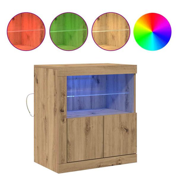 vidaXL LED-Sideboard Braun 60,5 x 37 x 67 cm Holzwerkstoff