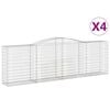 vidaXL Gabionen mit Hochbogen 4 Stk. 400x50x120/140cm Verzinktes Eisen