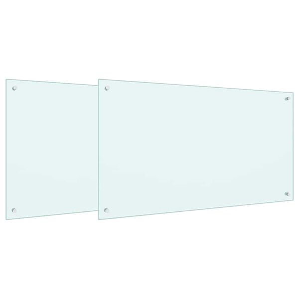 vidaXL K&uuml;chenr&uuml;ckwand 2 pcs Wei&szlig; 100 x 60 cm Geh&auml;rtetes Glas