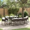 vidaXL Garten Essgruppe mit Kissen 9 pcs Braun Poly-Rattan