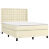 vidaXL Boxspringbett mit Matratze & LED Creme 140x200 cm Kunstleder