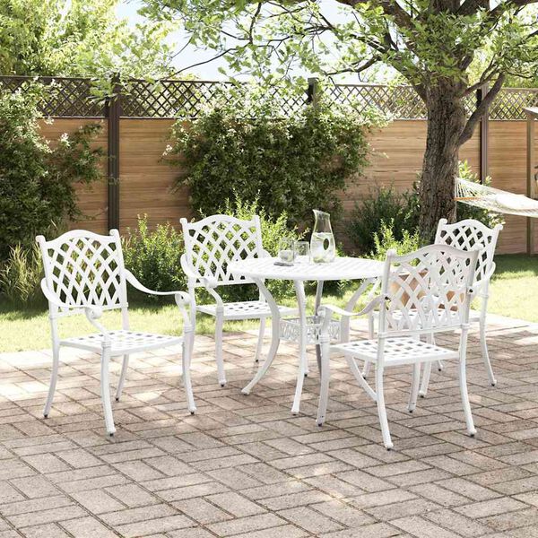 vidaXL Garten Essgruppe 5 pcs Wei&szlig; Aluminium
