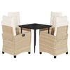 vidaXL 5-tlg. Garten-Essgruppe mit Kissen Beige Poly Rattan