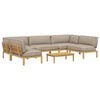 vidaXL Sofa Set mit Kissen Uni 6 pcs Taupe Massivholz Akazie