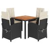vidaXL 5-tlg. Garten-Essgruppe mit Kissen Schwarz Poly Rattan