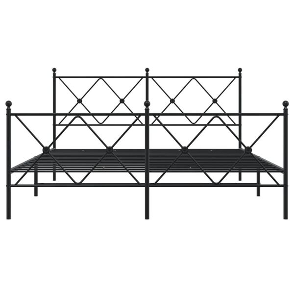 vidaXL Metallbett ohne Matratze mit Fu&szlig;teil Schwarz 160x200 cm