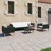 vidaXL 4-tlg. Garten-Lounge-Set mit Auflagen Poly Rattan Schwarz