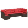 vidaXL Sofa Set mit Kissen 7 pcs Braun Poly-Rattan