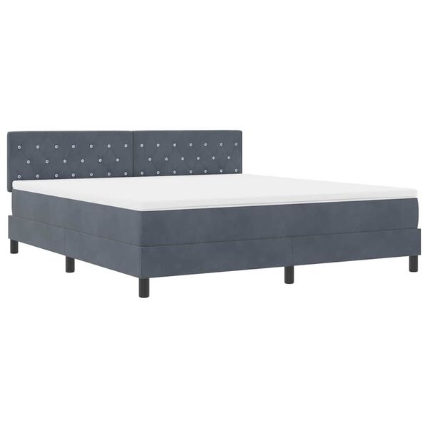vidaXL Boxspringbett mit Matratze Dunkelgrau 180 x 200 cm Samt