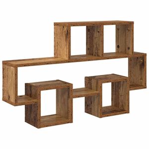 vidaXL Wandregal mit Regal Altholz 82 x 15 x 51 cm Holzwerkstoff