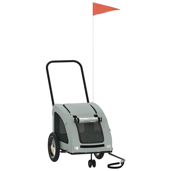 vidaXL Fahrradanhänger Hunde Grau Oxford-Gewebe und Eisen