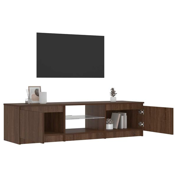 vidaXL TV-Schrank mit LED-Leuchten Braun Eichen-Optik 140x40x36 cm