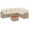 vidaXL 7-tlg. Garten-Sofagarnitur mit Kissen Beige Poly Rattan