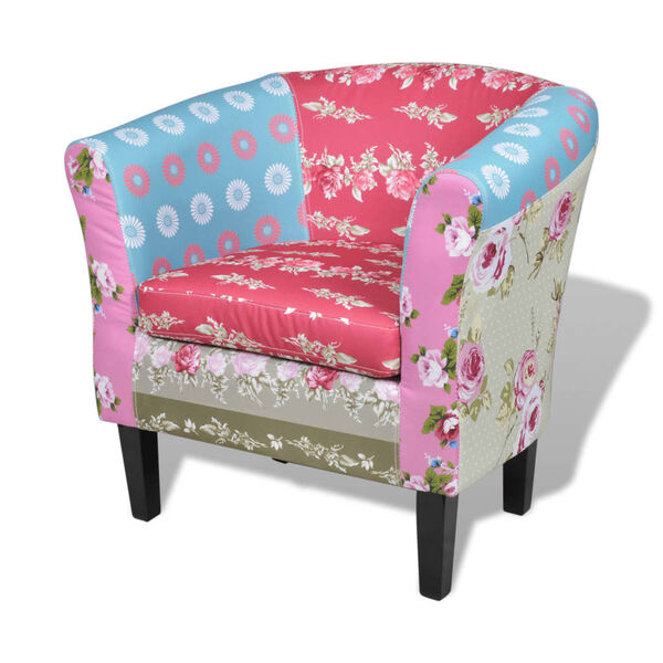 vidaXL Sessel mit Fu&szlig;hocker Patchwork-Design Stoff