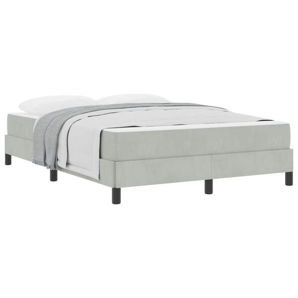 vidaXL Boxspringbett mit Matratze Hellgrau 140 x 200 cm Stoff
