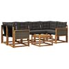 vidaXL Outdoor-Sofagarnitur mit Kissen 7 pcs Nat&uuml;rlich und Schwarz