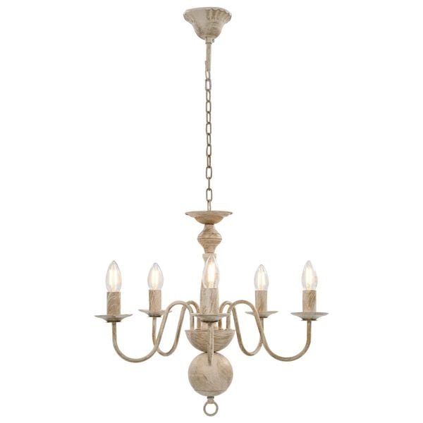 vidaXL Kronleuchter Antik Weiß 5×E14-Glühbirnen