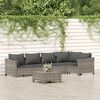 vidaXL 6-tlg. Garten-Lounge-Set mit Kissen Grau Poly Rattan