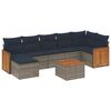 vidaXL 8-teiliges Gartensofa-Set mit Kissen, grau, Polyrattan