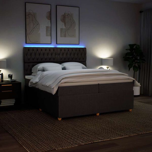 vidaXL Boxspringbett mit Matratze Dunkelbraun 200x200 cm Stoff