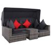 vidaXL 7-tlg. Garten-Lounge-Set mit Auflagen Poly Rattan Grau