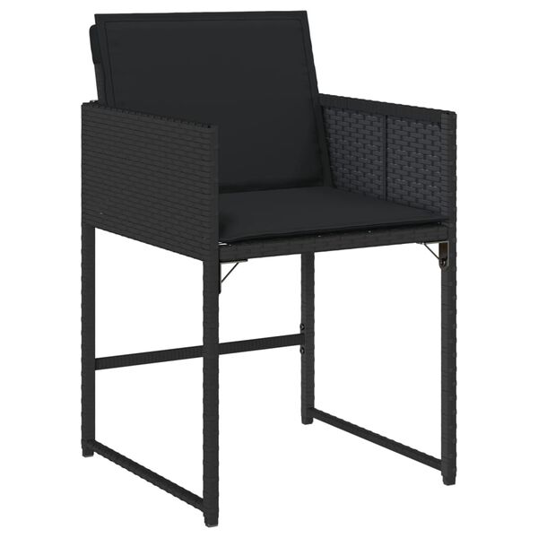 vidaXL 9-tlg. Garten-Essgruppe mit Kissen Schwarz Poly Rattan