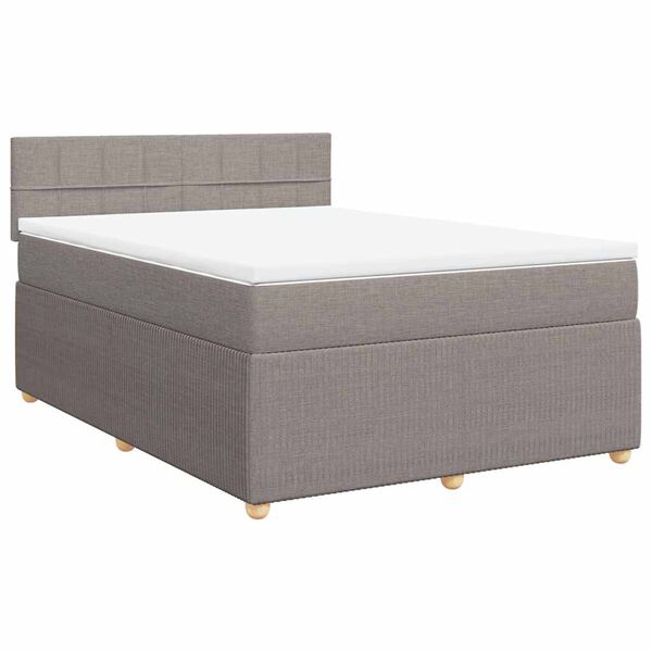 vidaXL Boxspringbett mit Matratze Taupe 140x190 cm Stoff