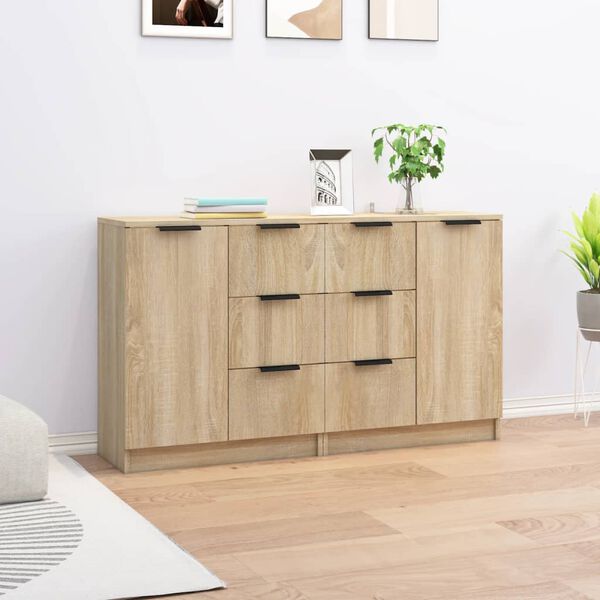 vidaXL Sideboards 2 Stk. Sonoma-Eiche 60x30x70 cm Holzwerkstoff