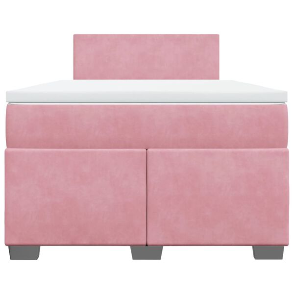 vidaXL Boxspringbett mit Matratze Rosa 120x200 cm Samt