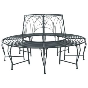 vidaXL Baumbank 8-Sitzanzahl &Oslash; 160 x 89 cm Stahl Silber Grau Rund