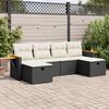 vidaXL 6-tlg. Garten-Sofagarnitur mit Kissen Schwarz Poly Rattan