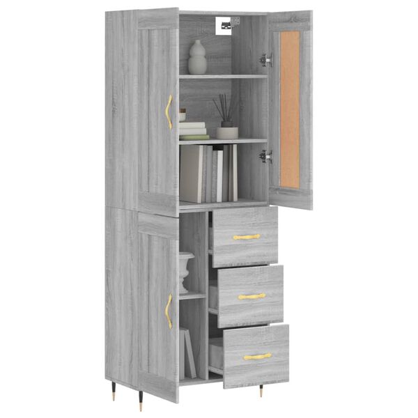vidaXL Highboard Grau Sonoma 69,5x34x180 cm Holzwerkstoff
