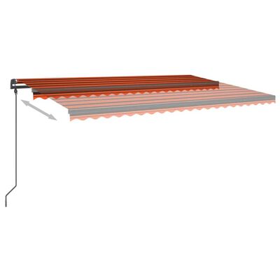 vidaXL Markise Manuell Einziehbar mit LED 5x3 m Orange & Braun