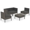 vidaXL 5-tlg. Garten-Lounge-Set mit Auflagen Poly Rattan Grau