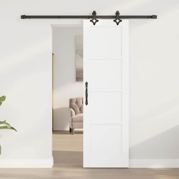 vidaXL Schiebet&uuml;r Wei&szlig; und Schwarz 61 x 198,5 cm Massives Kiefernholz