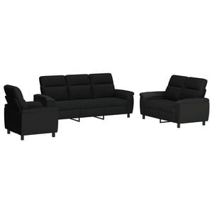vidaXL Sofa-Set 3 pcs Schwarz Stoff