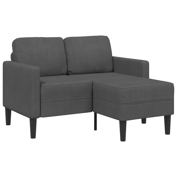 vidaXL 2-Sitzer-Sofa mit Chaiselongue L-f&ouml;rmig Dunkelgrau 125 cm Leinen
