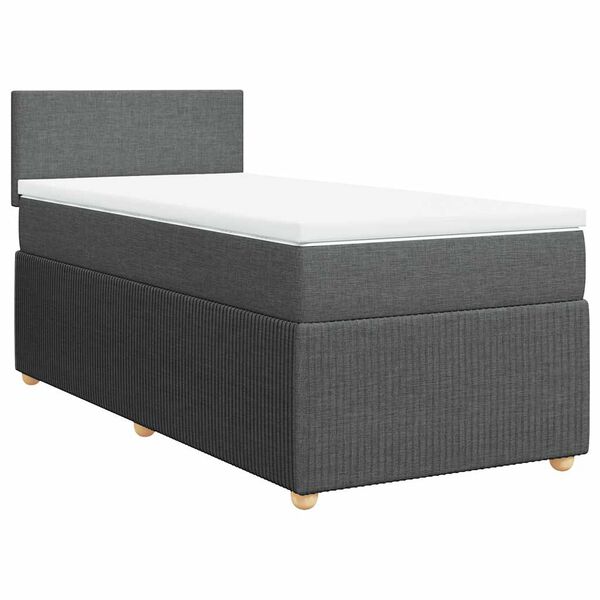 vidaXL Boxspringbett mit Matratze Dunkelgrau 90x200 cm Stoff