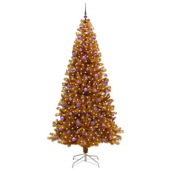 vidaXL Weihnachtsbaum mit 300 LEDs mit St&auml;nder Gold 240 cm PET