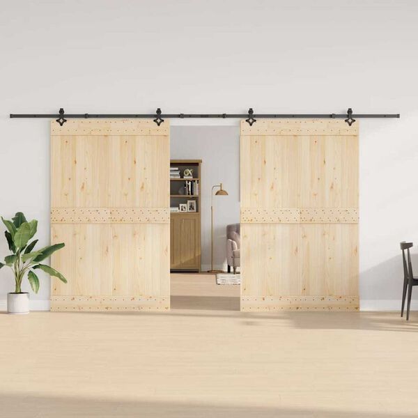 vidaXL Schiebet&uuml;rbeschlag-Set 427 cm Stahl Schwarz