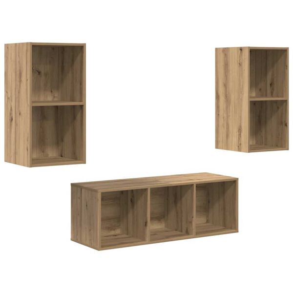 vidaXL TV-Schrankset Wandmontiert 3 pcs Artisan-Eiche Holzwerkstoff