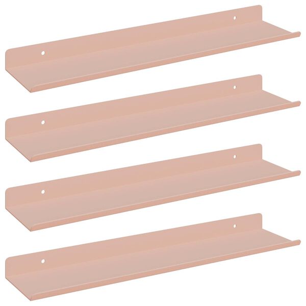 vidaXL Schwebendes Regal 4 pcs Rosa 40 x 8,5 x 2,5 cm Stahl