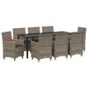 vidaXL Garten Essgruppe 9 pcs Grau Poly-Rattan